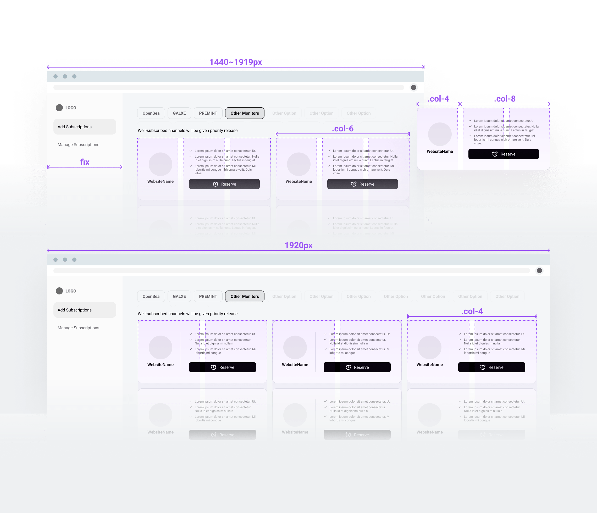 MetaPush Layout of Add subscription