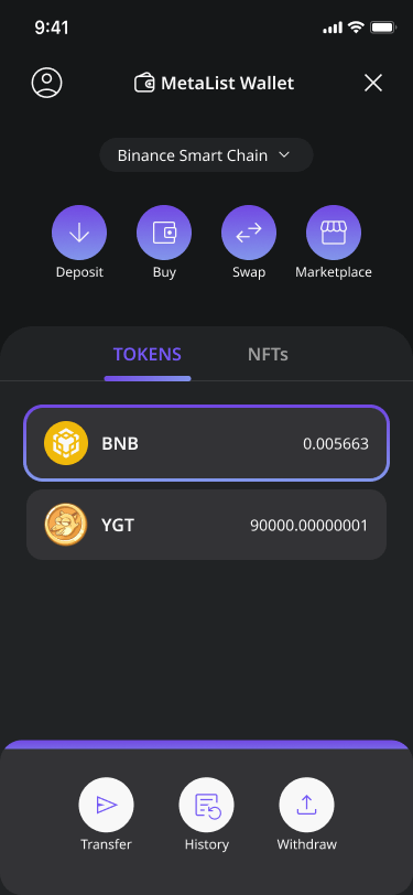 GaaS UI Page - Wallet